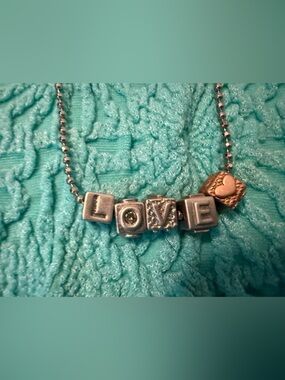 Coach Mixed Metals LOVE Block Necklace